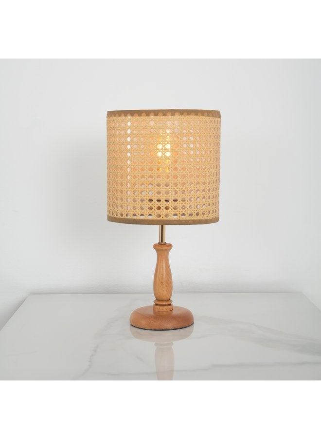 تبس هوم لمب مصباح طاولة TBS - مصباح طاولة من الروطان البيج لتزيين المنزل - Image 1